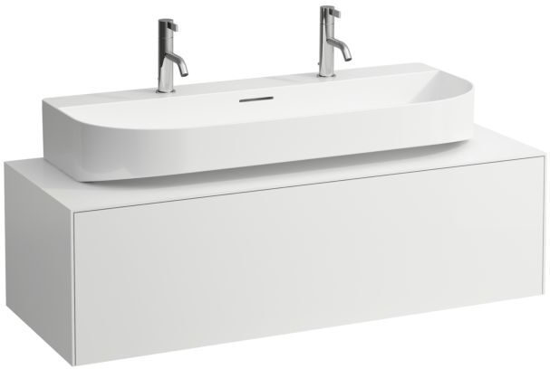 LAUFEN Sonar Schubladenelement/Sideboard H4054610341701 117,5x34x45,5cm, Ausschnitt Mitte, Aufsatzwaschtisch, Weiß matt