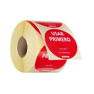 Hendi 500x Lebensmittelsicherheitsetiketten,für den Mehrfachgebrauch,einfach zu entfernen,„ZUERST VERWENDEN“,Rot,⌀50mm