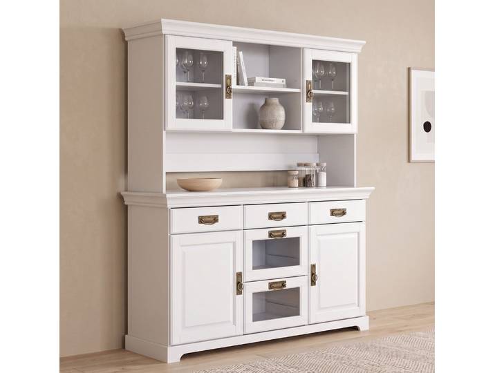 Buffet OTTO HOME Rügen , weiß, B:145cm H:168cm T:40cm, Massivholz, Schränke, Buffet, FSC zertifiziertes Massivholz, im Landhausstil