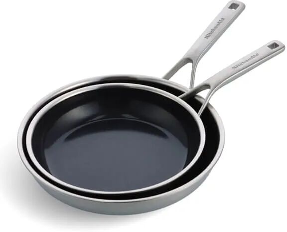 KitchenAid Multi-Ply Stainless Steel Ceramic Non-Stick 24cm & 28cm Frying Pan Set
