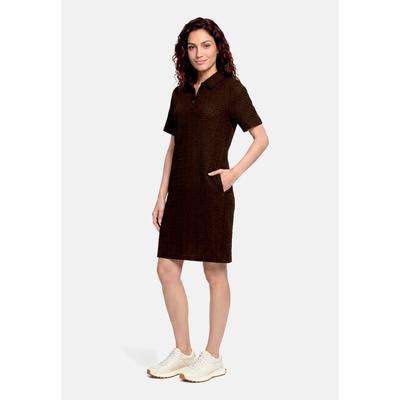 Polokleid CARTOON "Damen mit Eingrifftaschen", Damen, Gr. 40, Normalgrößen, braun (dunkelbraun), Obermaterial: 95% Polyester, 5% Elasthan, gerade kurz, V-Ausschnitt, Kleider