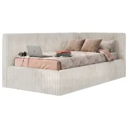 POLSTERBETT TILVO 90/200 - Beige Cord - Schaumstoffmatratze - Rechts