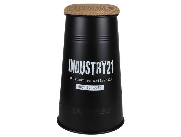Tabouret de bar métal noir style industriel 40x40x66.5cm