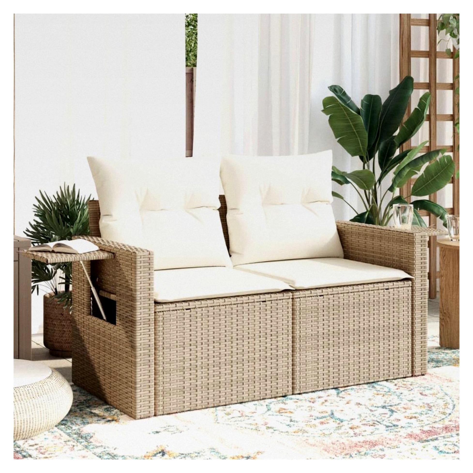 Balkon Sofa Rattan Gartensofa mit Stauraum