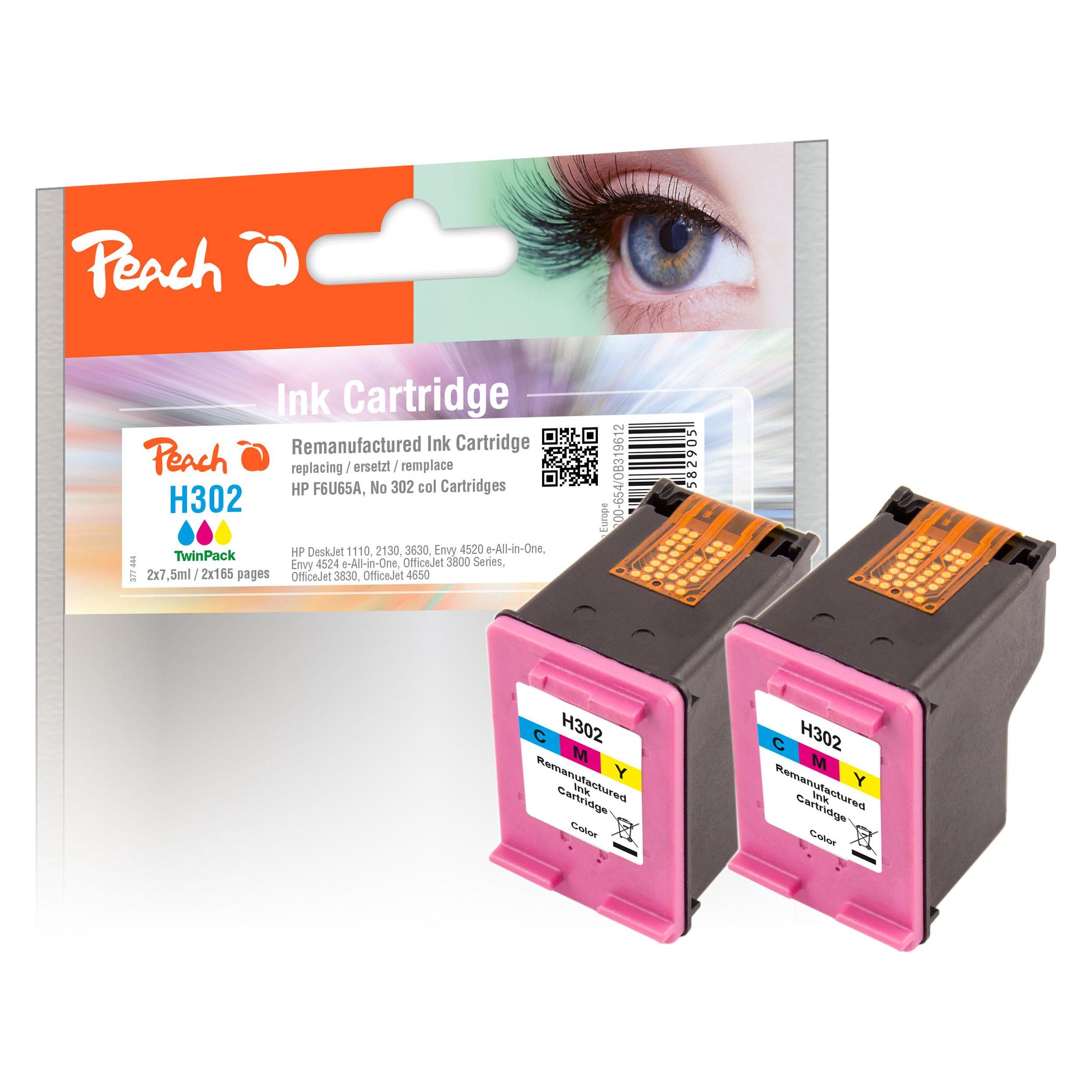 Peach Tinte HP Nr. 302 (F6U65A) 2x Color (C, M, Y) (0F319612)