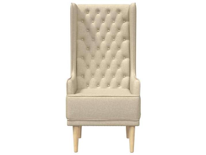 Crème Chaise confortable LEMON Chaise à dossier haut avec boutons capitonnés Crème Tissu Pour maison/bureau_24212