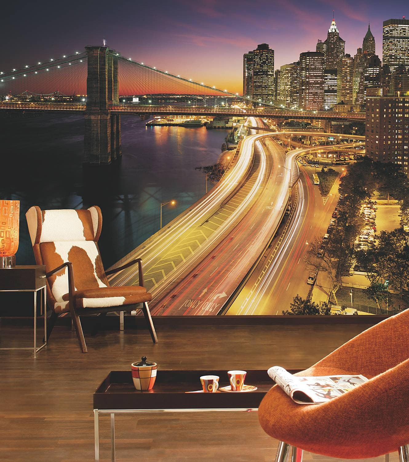 home24 Fotobehang NYC Lights Multicolour Breedte: 368 cm, Hoogte: 254 cm
