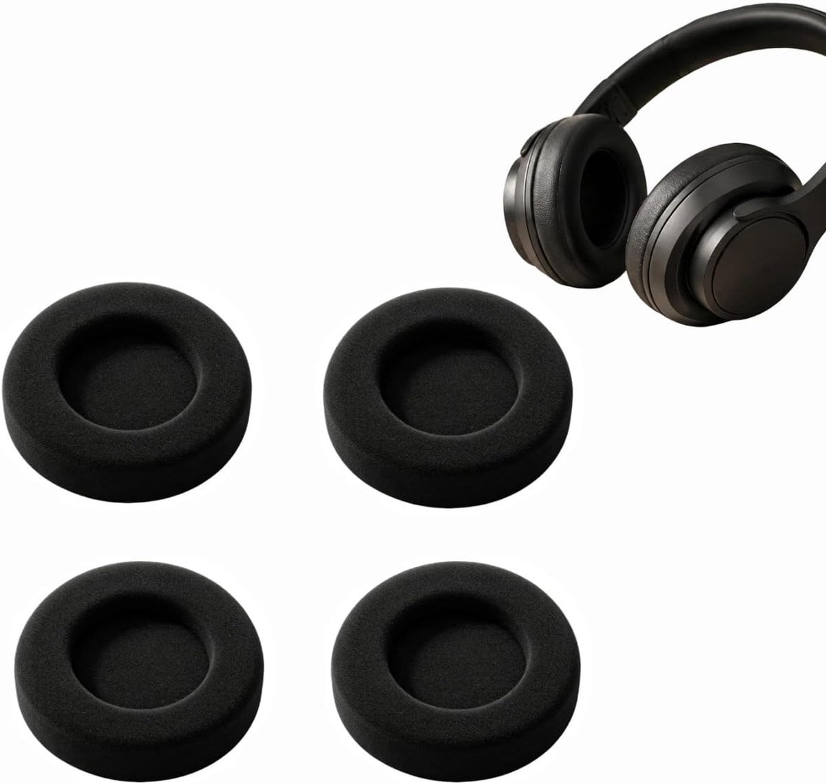 2 paar universele vervangende oorkussens voor over-ear koptelefoons, 50 mm, zwart