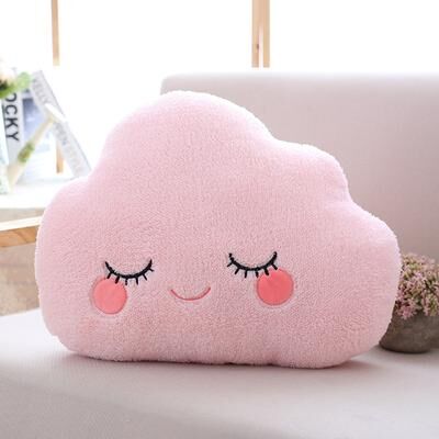 Lush Living Finds Soft Fluffy Star Cloud Moon Plush Pillow, Yellow Pink Blue Plushie Cushion, Shy Emotion Decoration pink Cloud