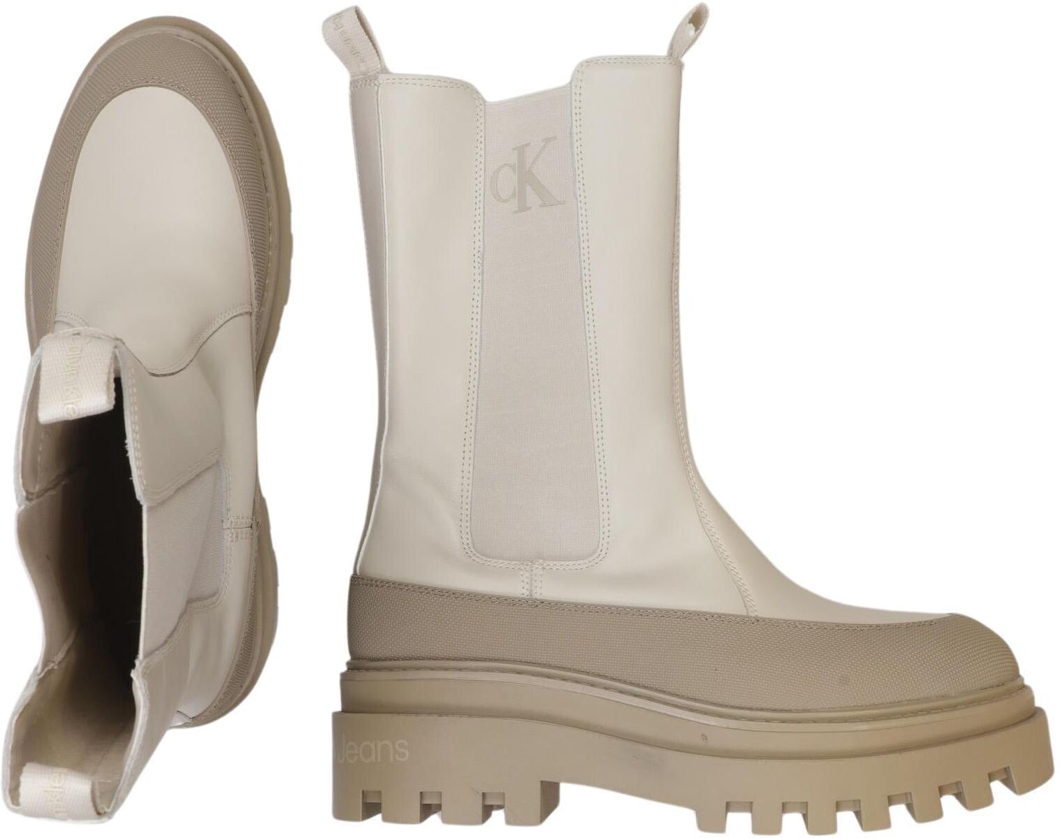 Calvin Klein Jeans Damen Stiefel, Beige, Gr. EU 40, Kunstleder / Leder - Second Hand