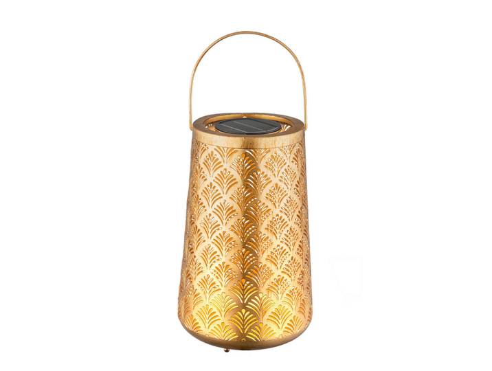 Ambia Garden Solarleuchte, Goldfarben, Metall, Kunststoff, rund, 32 cm, CE, mit Schalter, Timerfunktion, Ladeanzeige, Lampen & Leuchten, Aussenbeleuchtung, Solarleuchte