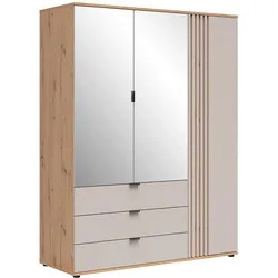 KLEIDERSCHRANK 3 Türen Ezra Kaschmir und Holz