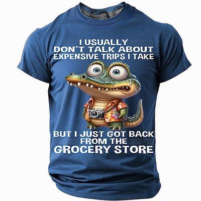 Herren Lustiges Teure Reisen Supermarkt Alligator Grafik T-Shirt Kurzarm Humor