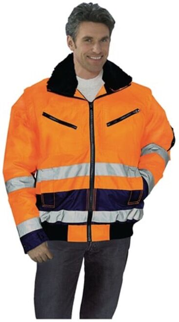 Blouson aviateur de signalisation taille XXXL 66/68 orange/marine 100 % PES PREV ; Asatex (174ZO/XXXL)