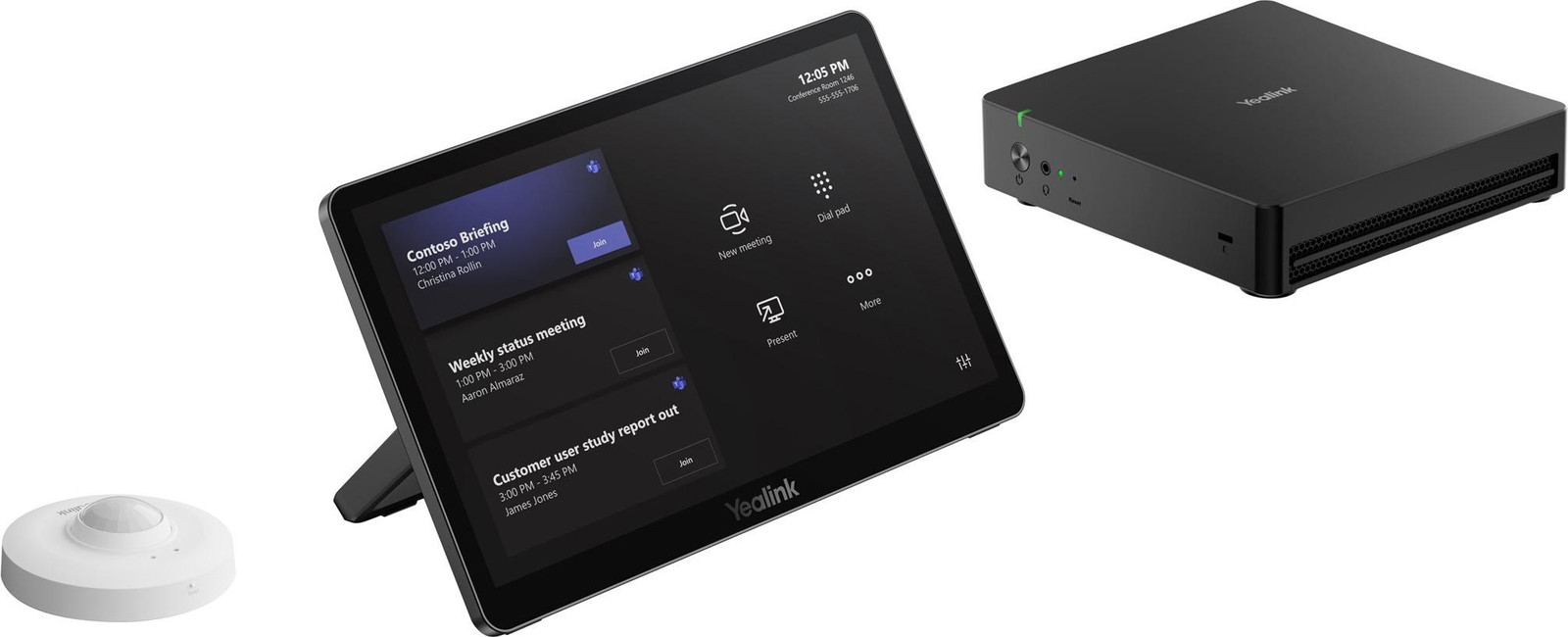 Yealink MCore Kit-C5U-MS 3e generatie Microsoft Teams vergaderoplossing met MTouch Plus touchscreenpaneel, MCore Pro mini-pc en RoomSensor