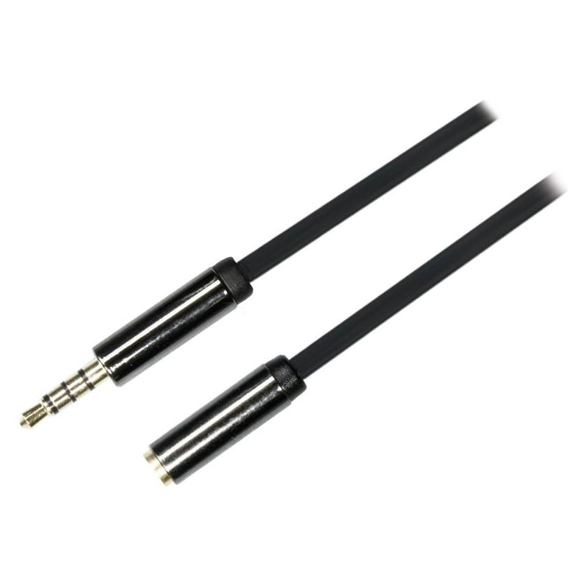 Deltaco Ljudkabel 3.5mm rak hane till hona 4-pin 0.5m svart (0.50 m) (AUD-150)