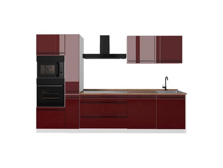 Cuisine R-Line 310cm plan de travail Chêne doré Rouge brillant/Blanc Vicco 66454