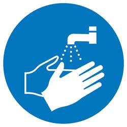 SAFETYMARKING Gebotsschild Hände waschen, Hygiene und Abstand Folie selbstklebend (Ø) 50 mm ISO 7010 6 St. 30.A7105