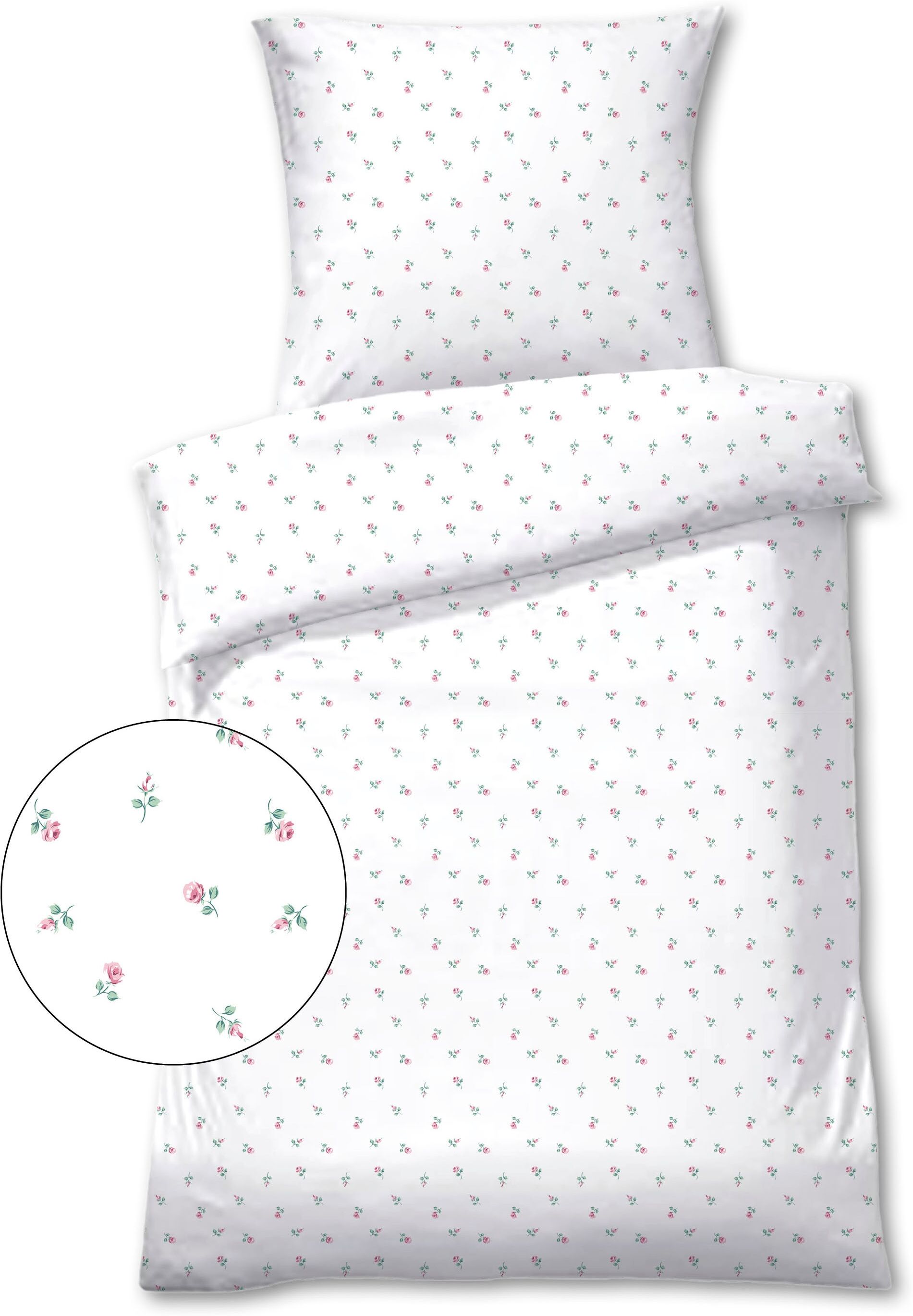 Bettwäsche DYCKHOFF "Kaley", rosa (rose), B/L: 135cm x 200cm, 1 Stk., 1 Stk., Frottee, B/L: 80cm x 80cm, 2 Stk., Frottee, Obermaterial: 75% Baumwolle, 25% Polyester, Bettwäsche, Bettwäsche