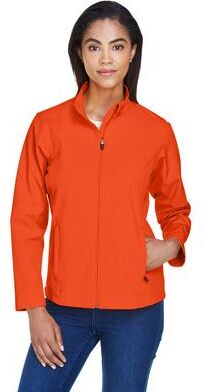Team 365 TT80W Women's Leader Soft Shell Jacket in Sport Orange size Medium