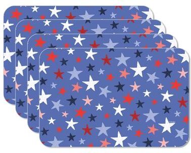 Thirstystone Americana Flair 4 Pack Reversible Easy Care Flexible Plastic Placemats Made in The USA BPA Free Easily Wipes Clean