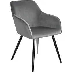 tectake Esszimmerstuhl Marilyn Samtoptik, schwarze Stuhlbeine  Grau/Schwarz