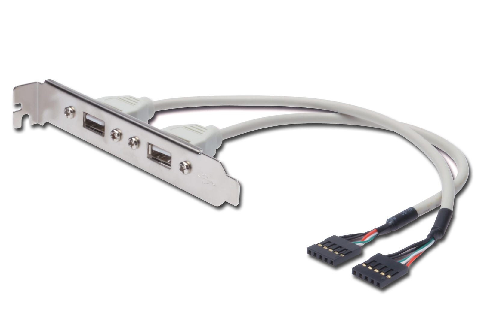 Digitus USB Slotblechkabel, 2x Typ A - 2x5pin IDC, Bu/Bu,0.25m, USB 2.0 kompatibel, be AK-300301-002-E