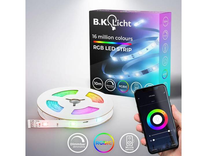 LED Streifen 10 m - smart, dimmbar, Farbwechsel, Sprachsteuerung, Magic RGB