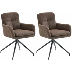 CLP 2er Set Esszimmerstuhl Pickett Stoff   Farbe: braun