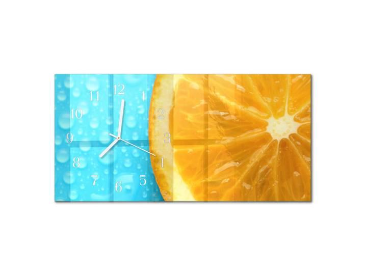 Tulup Wanduhr aus Glas 60x30 cm - Orange, Rechteckig, 60x30x0.4 cm, Dekoration, Uhren, Wanduhren
