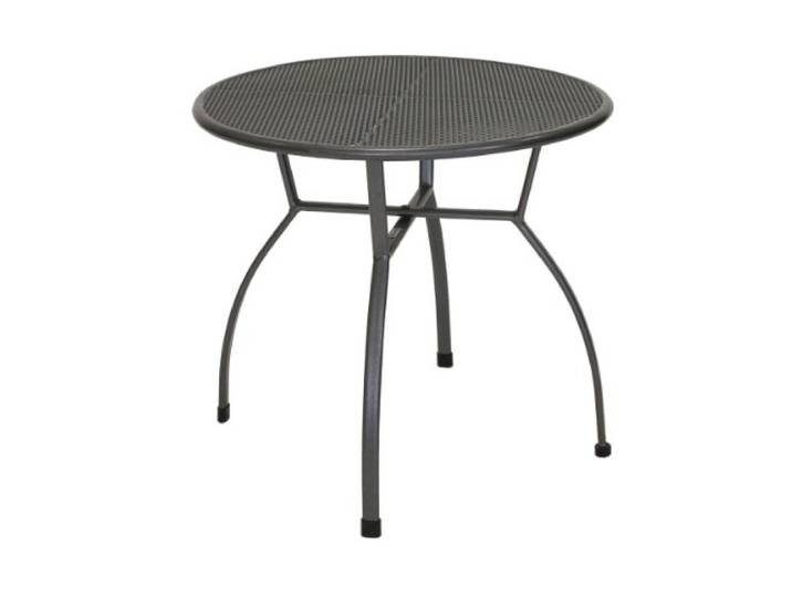 greemotion Gartentisch Toulouse rund, Ø ca. 80 cm, pflegeleichter Tisch aus kunststoffummanteltem Stahl, Esstisch mit Niveauregulierung, eisengrau