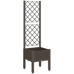 vidaXL Pflanzkübel mit Rankgitter Braun 40x40x142 cm PP