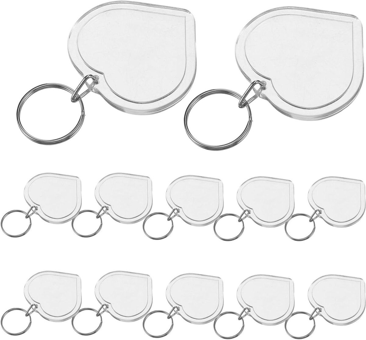 20 Transparante Hartvormige Foto Sleutelhangers voor Persoonlijke Herinneringen