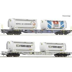 Roco 6600231 Güterwagen DC Wagenset mit zwei 4-achsigen Containertragwagen der SBB Cargo/VTG