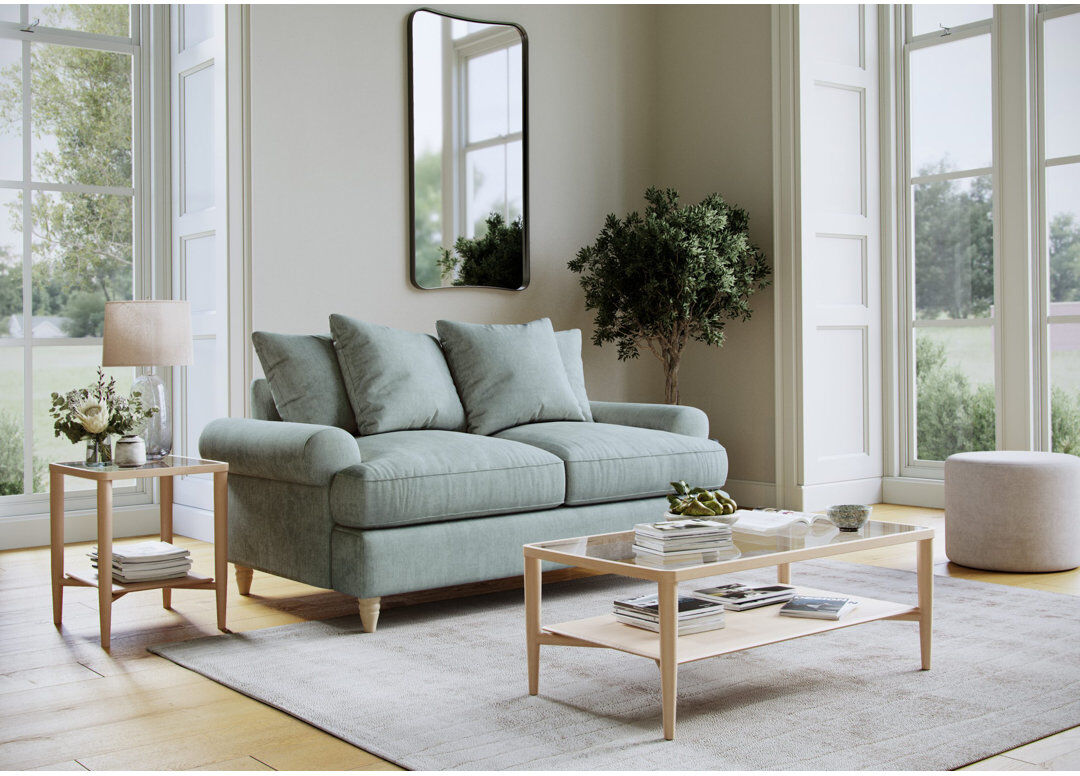 Rosalind Wheeler Eluster 2 Seater Sofa Aqua 95cm H X 156cm W X 99cm D