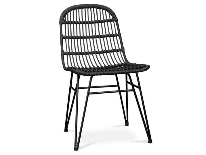 Chaise de salle à manger en osier synthétique - Magony Noir