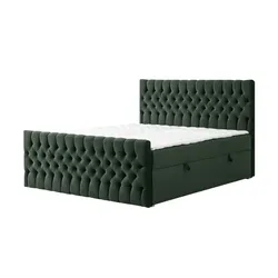 Boxbett mit Bettkasten und Fußteil Belek King , grün , Maße (cm): B: 160 H: 125