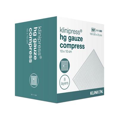 Klinipress hg gauze compress 10x10 cm steril 8lag. 2x50 St Kompressen