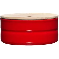 Riess Vorratsdose mit Eschenholzdeckel Ø13cm 0,5L Tomato Emaille