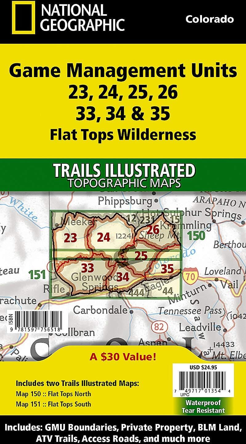 Flat Tops Wilderness GMU (lot de cartes)   National Geographic