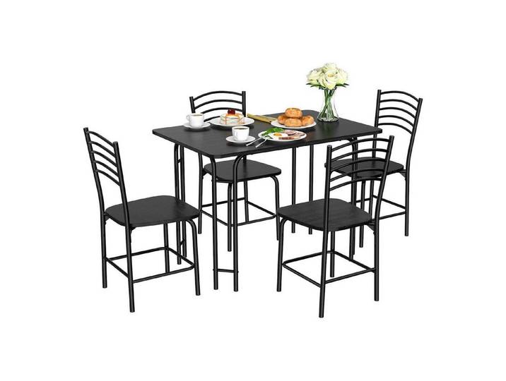 LuxusKollektion Esstisch Esstischset 5-teilig 4 Stühle Metallrahmen Holzoptik rutschfest (1-St)