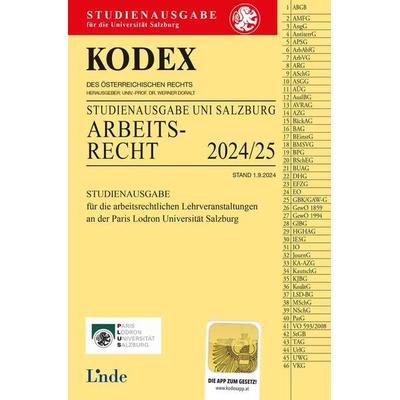KODEX Studienausgabe Arbeitsrecht Salzburg 2024/25, Taschenbuch von , Linde, 978-3-7073-5102-6