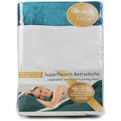 Gözze Cashmere Wende Bettwäsche petrol/wollweiss Standard Bettbezug 135x200cm