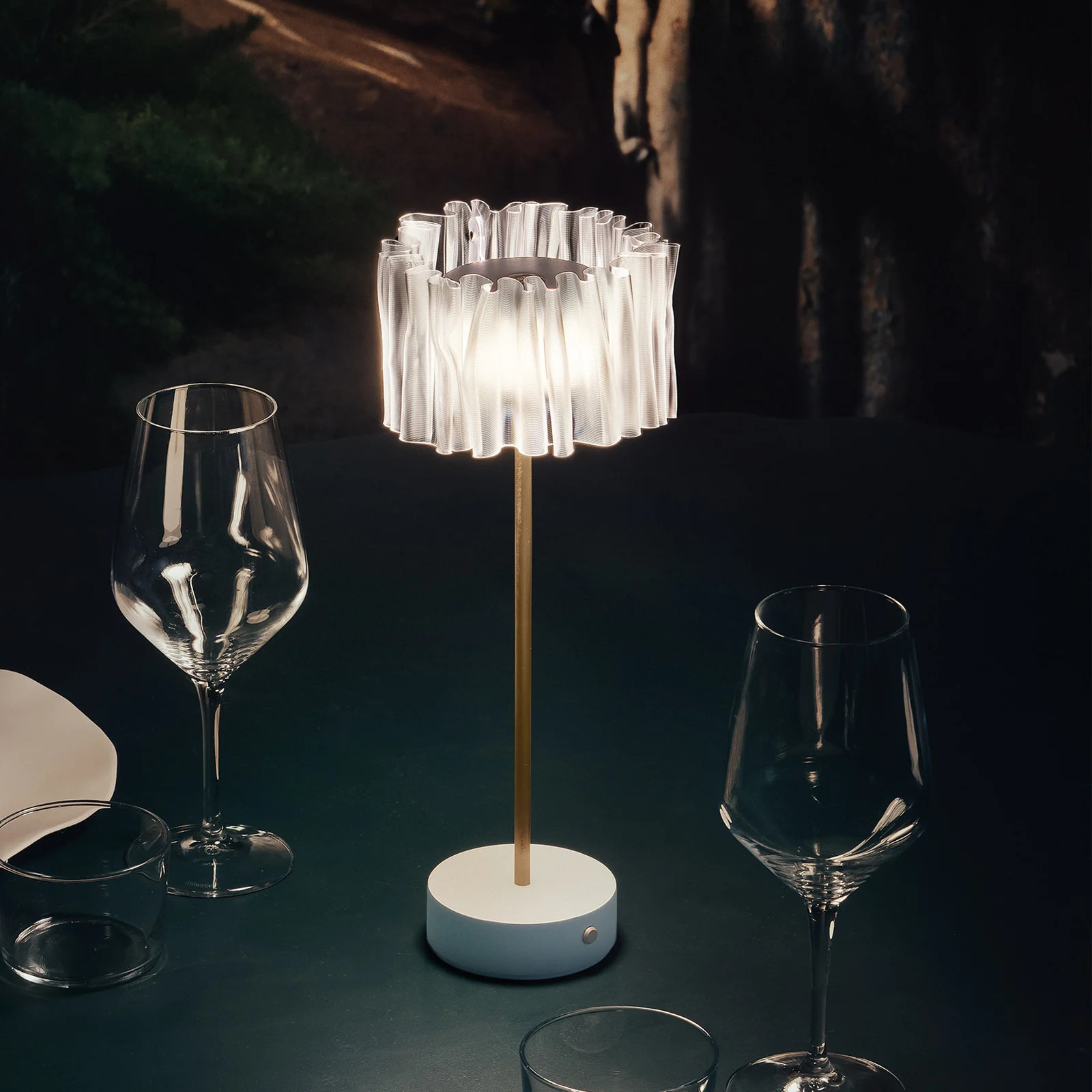 Slamp Accordéon Battery tafellamp Prism White met lampenkap