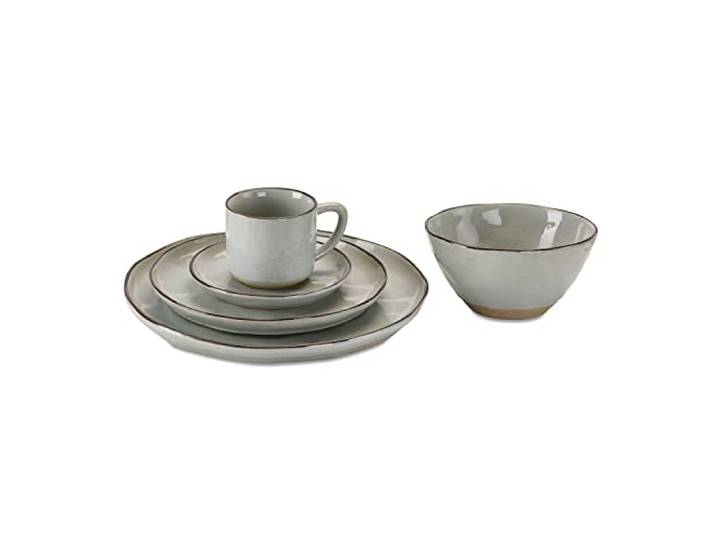 LOBERON Geschirr 30er Set Biarré, grau Bewusst unebenes Design, Ursprünglicher, mediterraner Charakter, Hochwertiges Steinzeug