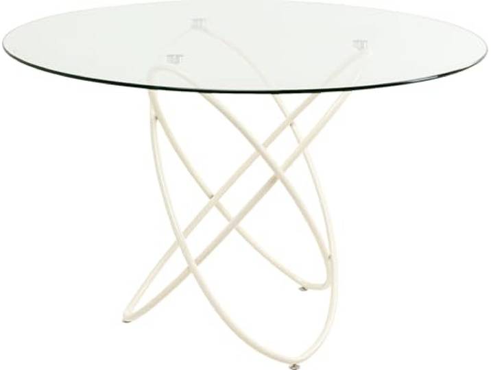 Kare Design Esszimmertisch Molekular, Greige, 120cm Durchmesser, Esstisch, Glas Tischpaltte, Stahlgestell, Esszimmer, Rund