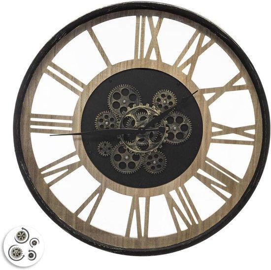 Atmosphera Wandklok Metaal Hout Analoog Naturel - Diameter: 57 cm