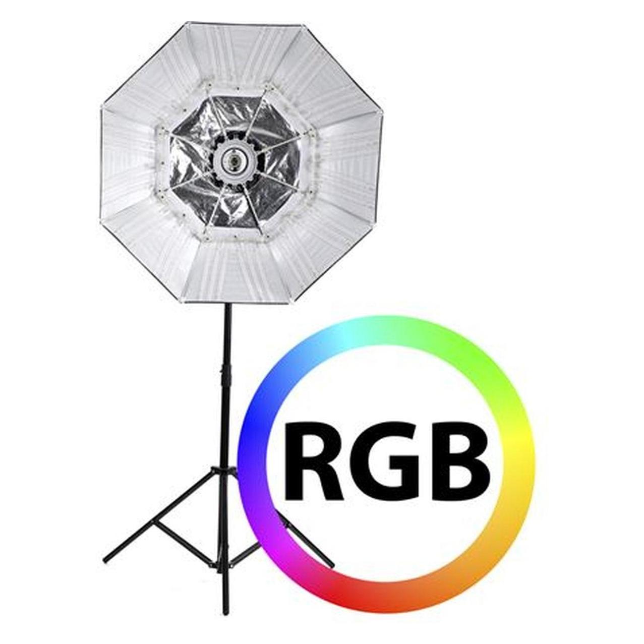 Falcon Eyes RGB LED Lampe RX-782 mit Faltbare Softbox 100 cm (Studioleuchte, Videoleuchte) (290733)