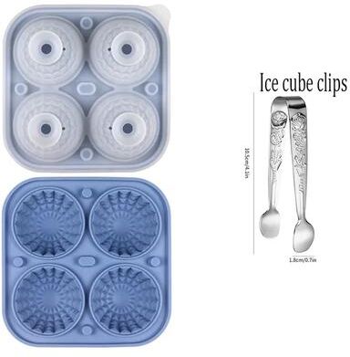 Lush Living Finds Silicone Ice Cube Tray With Lid Round & Square Ice Ball Maker For Whiskey & Cocktails round Blue