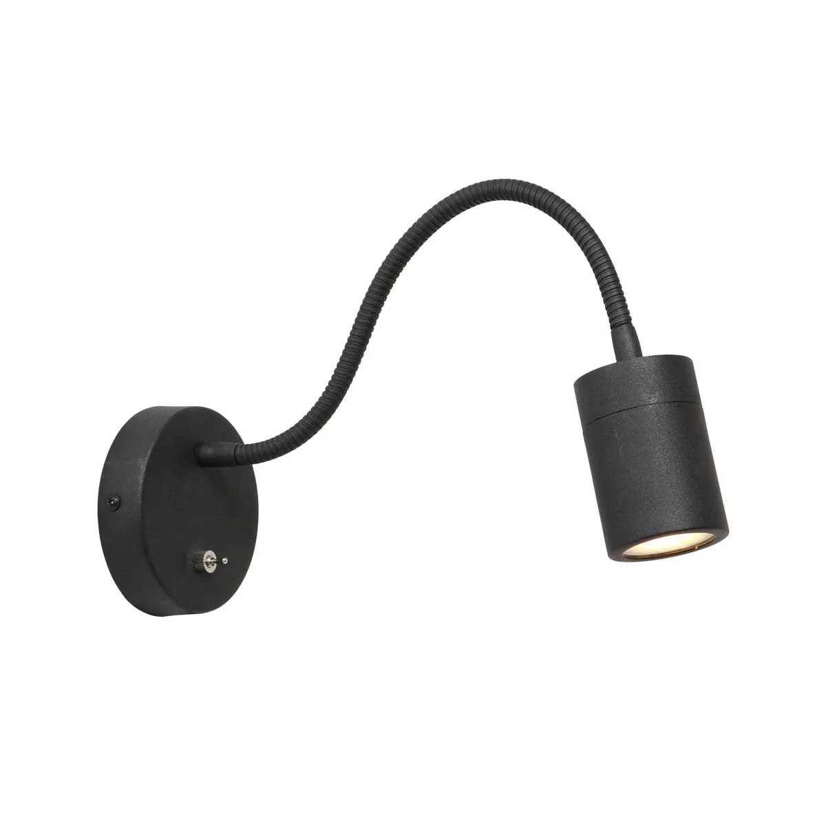 Mexlite Upround Wandlamp zwart, verstelbaar, incl. GU10 LED, B: 10 cm, D: 30 cm, H: 25 cm